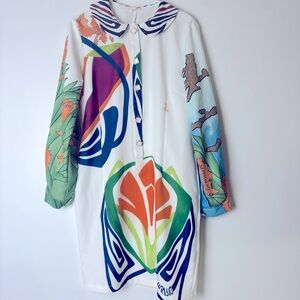 Pink Ripple Colorful Patterned Long Sleeve Dress